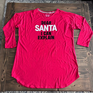 Victoria’s Secret PINK XL Dear Santa Pajama Shirt Red